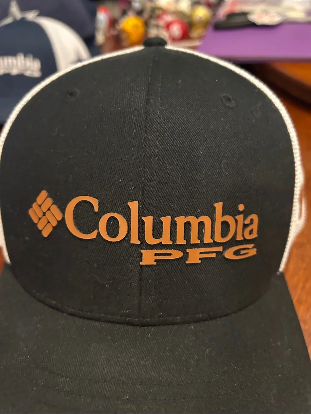 Columbia PFG Black Texas Longhorns Black Burnt Orange Mesh Trucker Hat O/S